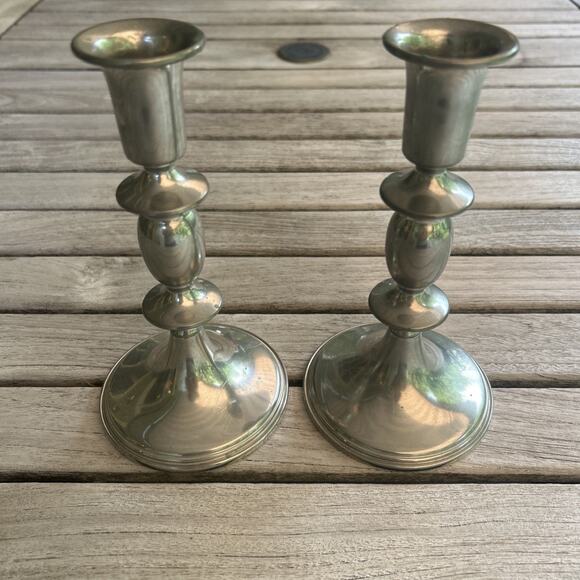 Empire Candlesticks Pewter Weighted 834 Pair 7” - Picture 2 of 5